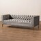 Baxton Studio Zanetta Gray Velvet Upholstered Gold Finished Sofa 153-9689 - alternate 6